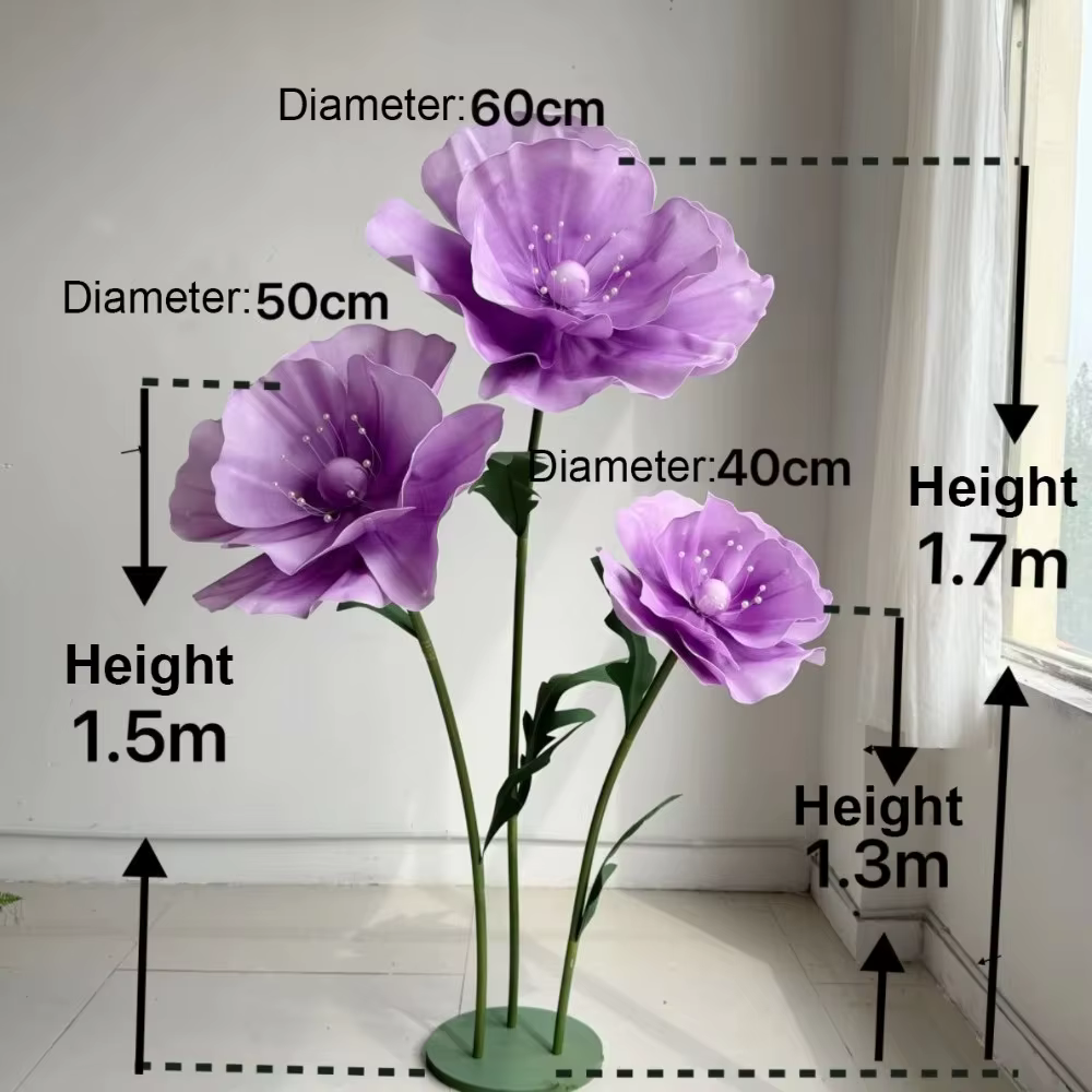 Décoration d'arrière-plan de fleurs en forme de 170cm