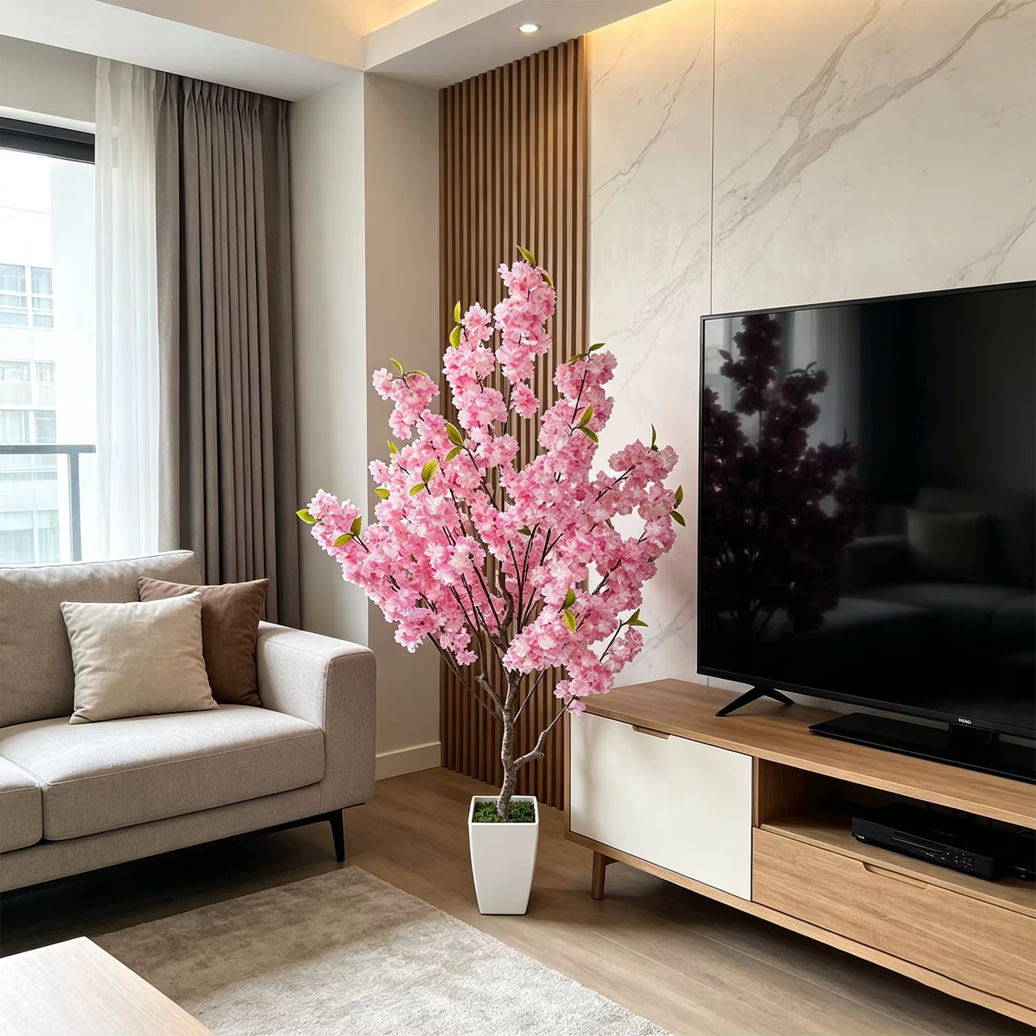 Arbre artificiel de cerisier rose de 1