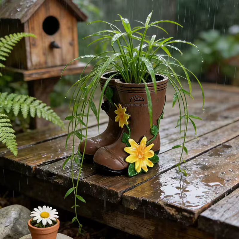 Pot de fleurs créatif en forme de bottes de pluie