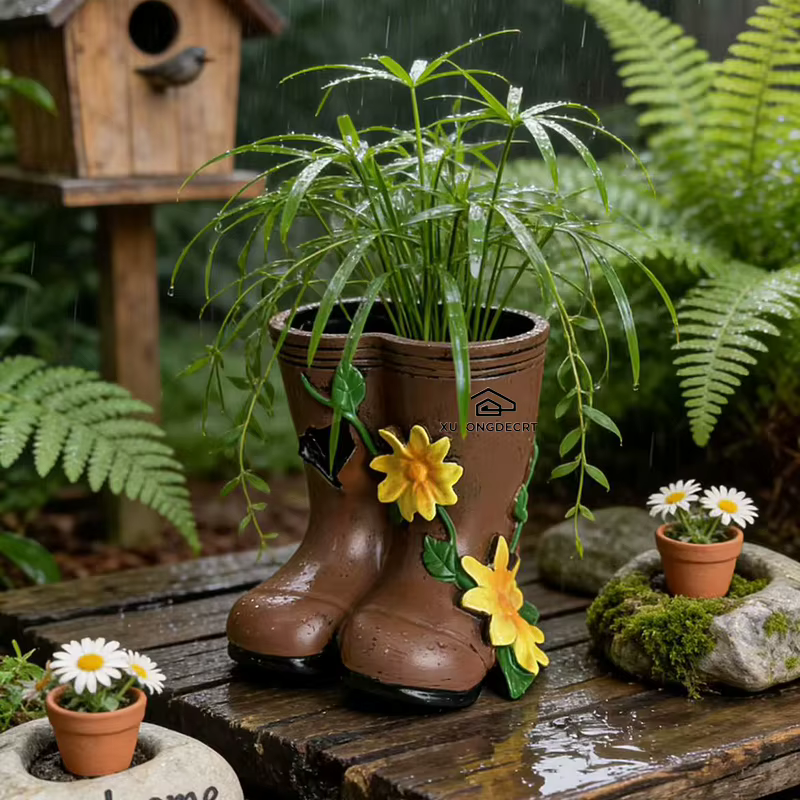 Pot de fleurs créatif en forme de bottes de pluie