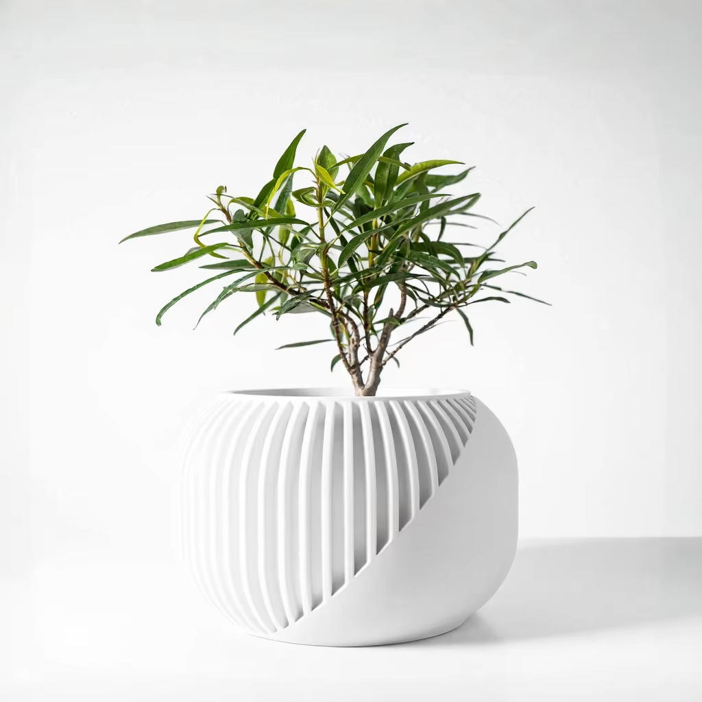 Pot à plantes moderne et minimaliste imprimé en 3D - Pot à fleurs biodégradable pour la décoration de la maison