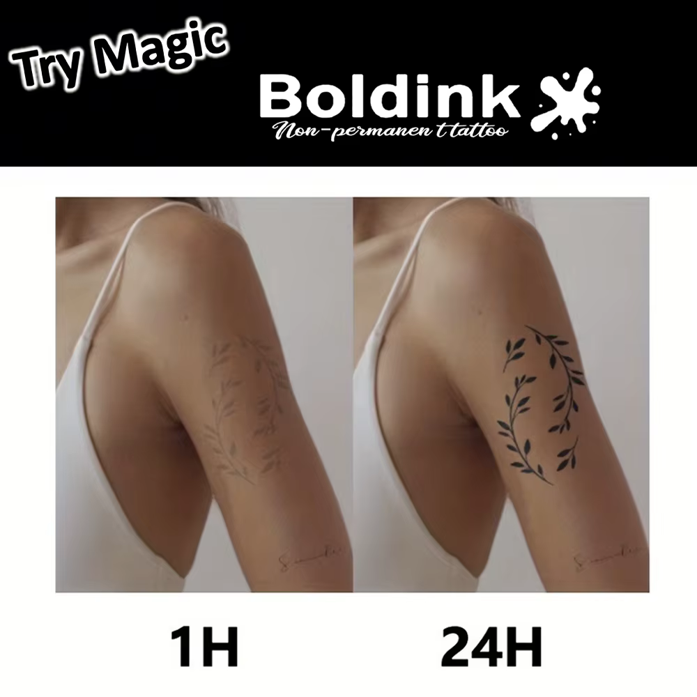 BOLDINK exquis chat papillon fleur broderie tatouage autocollants à la mode polyvalent imperméable Durable jusqu'à 2 semaines