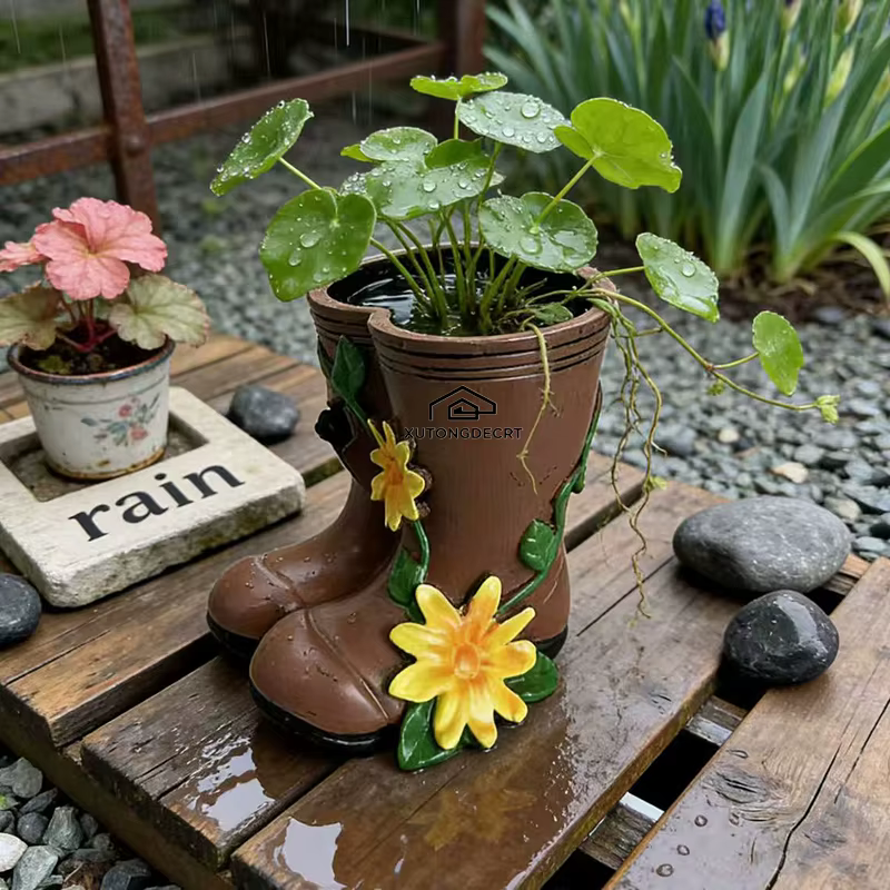 Pot de fleurs créatif en forme de bottes de pluie