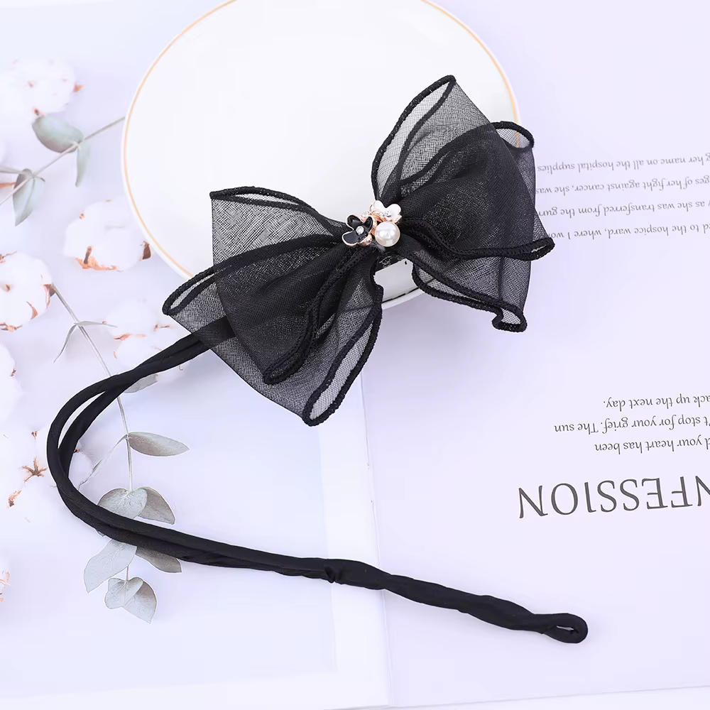 Nouvelles femmes élégantes bourgeon en mousseline de soie fleurs chignon Maruko coiffures faisant des outils longs bandeau doux bandeaux accessoires de cheveux de mode