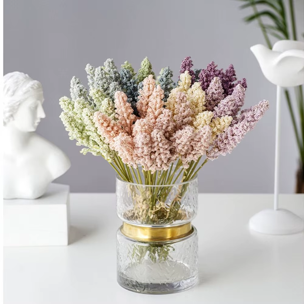 6 pièces vanille artificielle Mini mousse baies Spike fleurs artificielles Bouquet pour la décoration intérieure plante