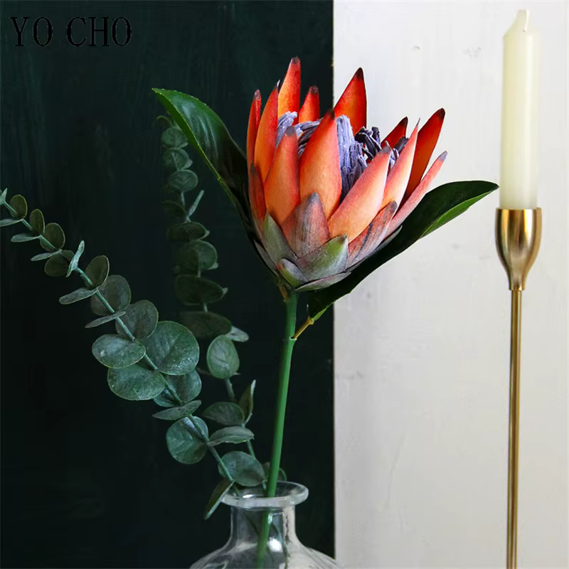 YO CHO fleur artificielle soie roi Protea bricolage Arrangement floral faux fleurs empereur blanc maison fête Table de mariage décoration