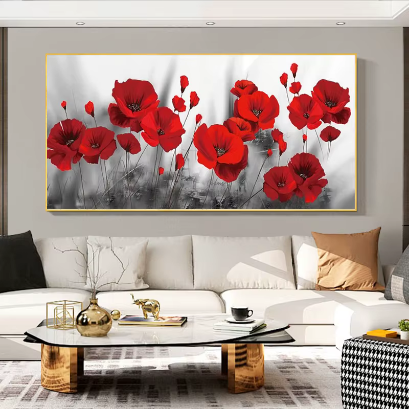 PopMED-Affiches et Imprimés d'Art en Toile de Fleurs Rouges