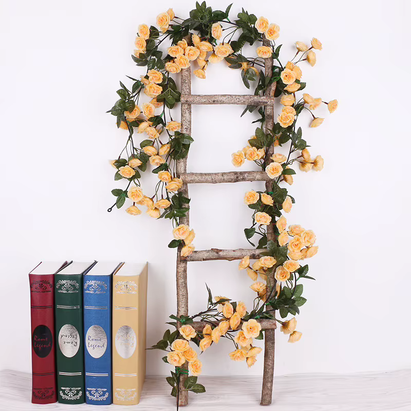 Zerolife guirlande de roses artificielles 1.8M 69 têtes fausses fleurs décor maison jardin mer jaune Parti décorations
