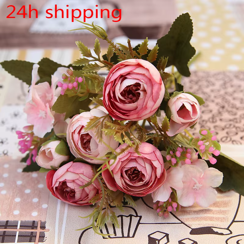 Fausse fleur de thé rose en soie d'automne