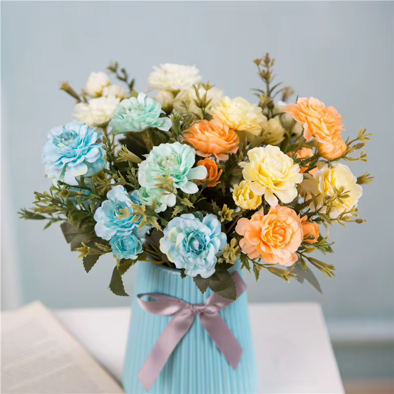 1 Bouquet de roses thé pivoines artificielles