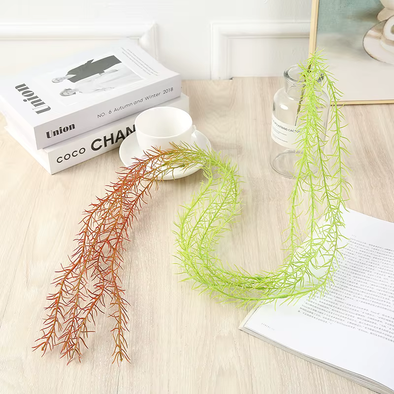 107cm Air herbe plantes vertes longue vigne suspendue rotin fleur artificielle en plastique