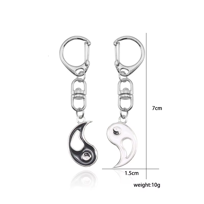 Porte-clés DIY Meilleur Ami pour Femme et Homme, Pendentif Taiji Creux Noir et Blanc, Accessoires Breloques Porte-clés Couple, Bijoux Cadeau 2026