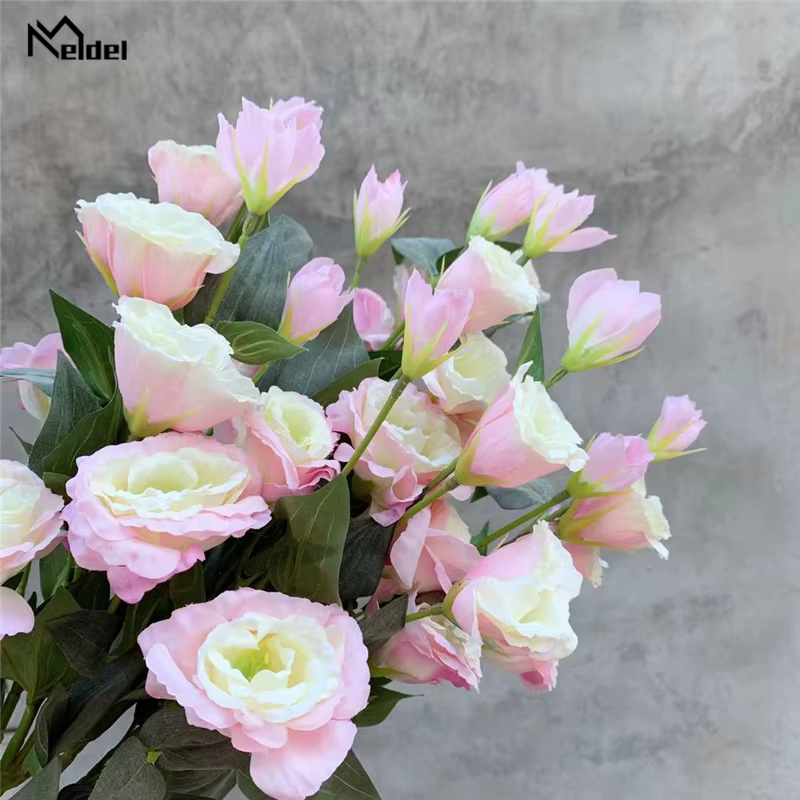 Bouquet DIY Meldel de fleurs artificielles en soie Lisianthus pour la décoration de la maison