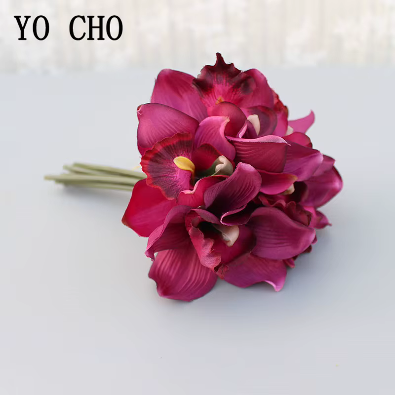 Bouquet d'orchidées artificielles en soie Vintage
