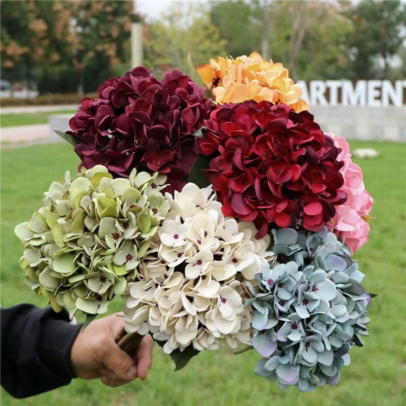 Fleurs artificielles Vintage soie hortensia Brial Bouquet saint valentin couronne de mariage Decora fausses plantes Vase noël maison jardin