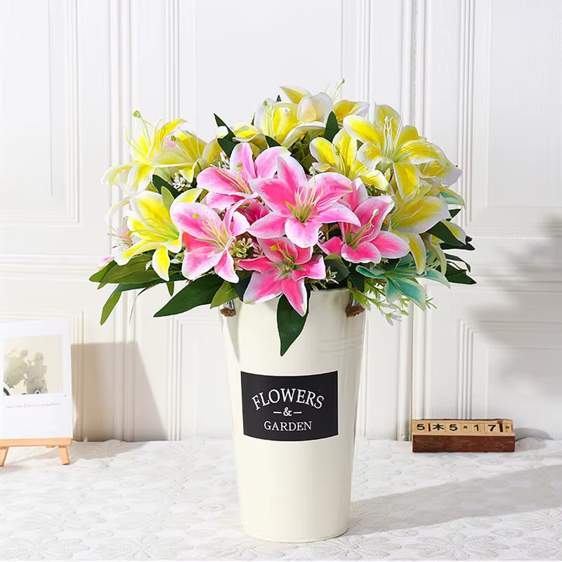 35 cm arc-en-ciel rayonne grand bouquet de lys