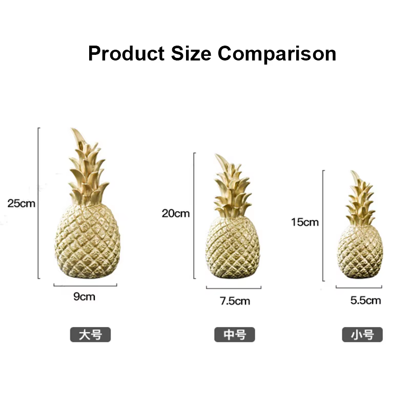 Ananas décoratif en résine blanc/noir/or