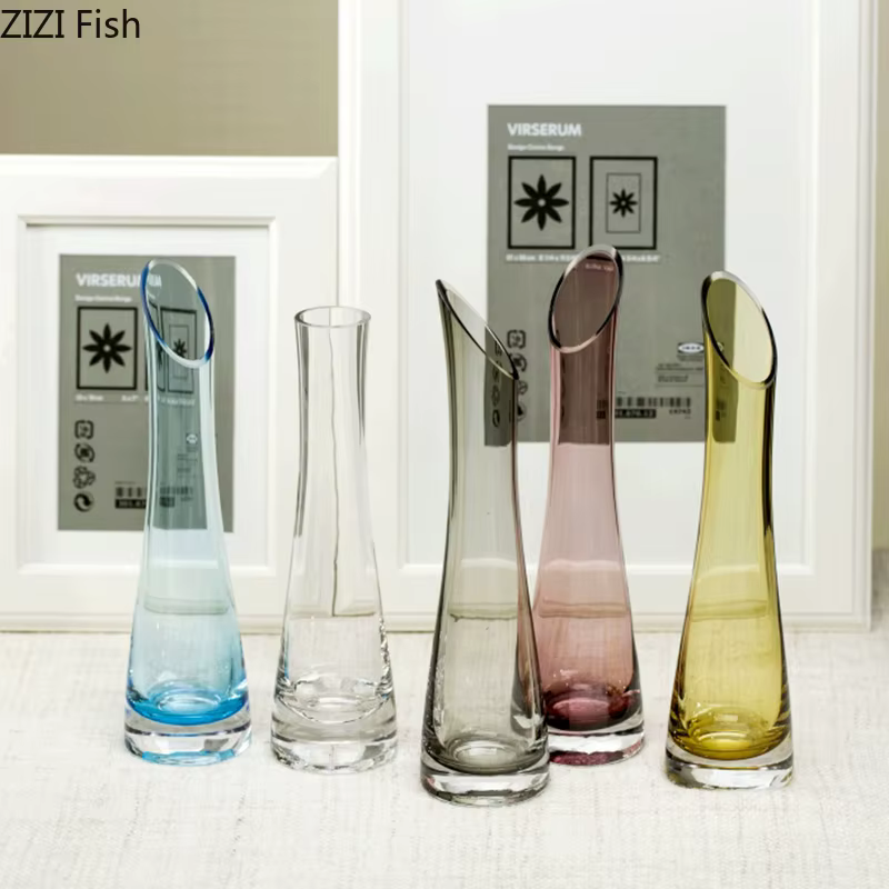 Vases hydroponiques obliques créatifs en verre transparent