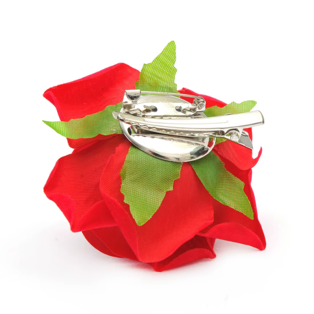 Pince à cheveux en forme de fleur de Rose rouge pour femmes, Barrette pour mariée, tissu floqué, accessoires pour cheveux de fête