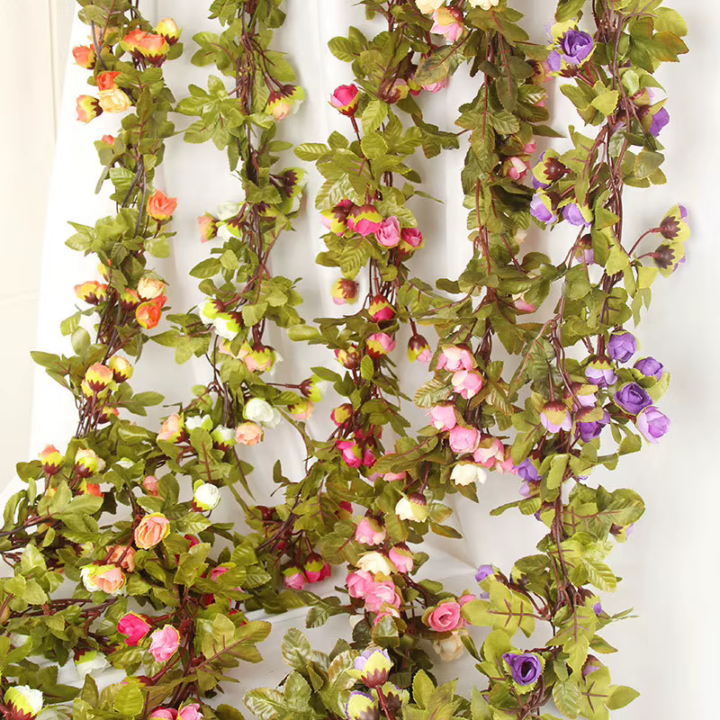 Guirxiété de roses artificielles en soie