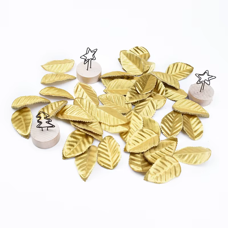 200 pièces feuilles dorées feuille de noël Roses décoratives fleurs plantes artificielles bricolage boîte à cadeaux Scrapbook broche de mariage décoration de la maison