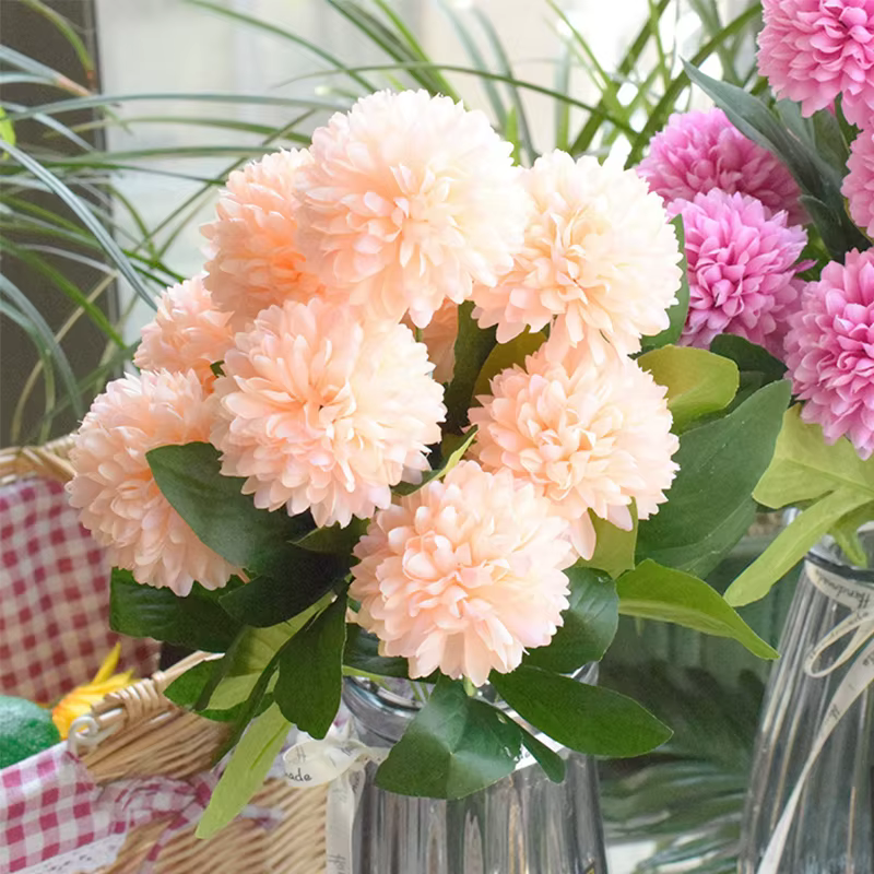 Pissenlit Artificiel Pommeau Fleurs Branches Vertes Décor À La Maison Table Vase un Bouquet de 10 Faux Arrangement