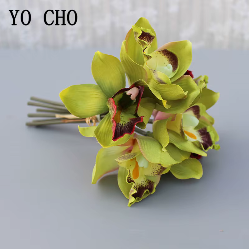 Bouquet d'orchidées artificielles en soie Vintage