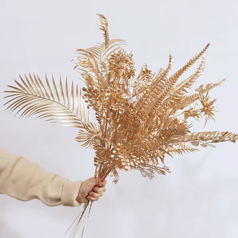 Fleur artificielle de noël décoration plantes artificielles dorées feuille maison fête de mariage