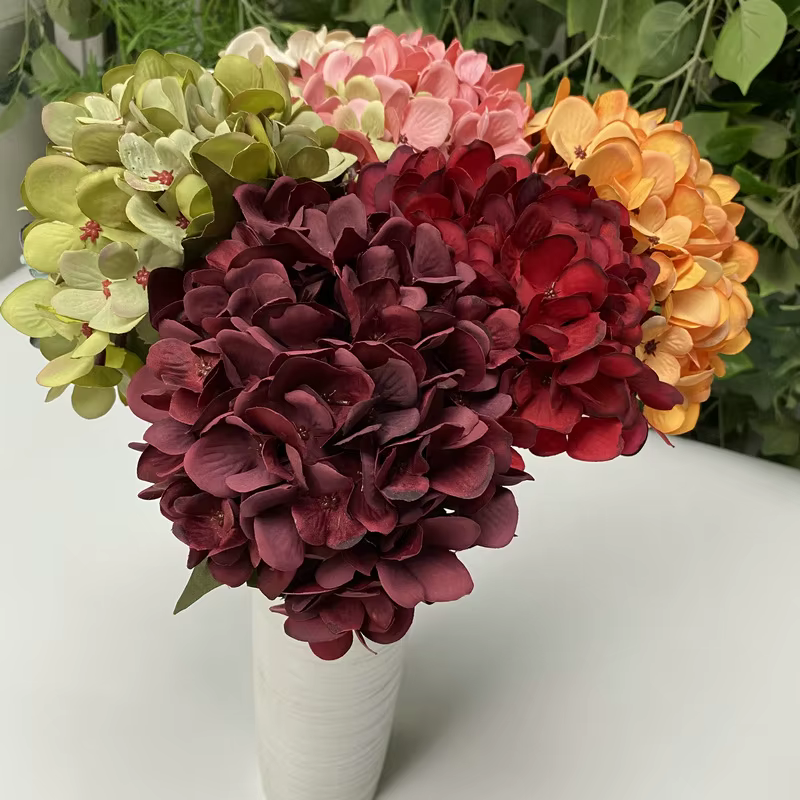 Fleurs artificielles Vintage soie hortensia Brial Bouquet saint valentin couronne de mariage Decora fausses plantes Vase noël maison jardin