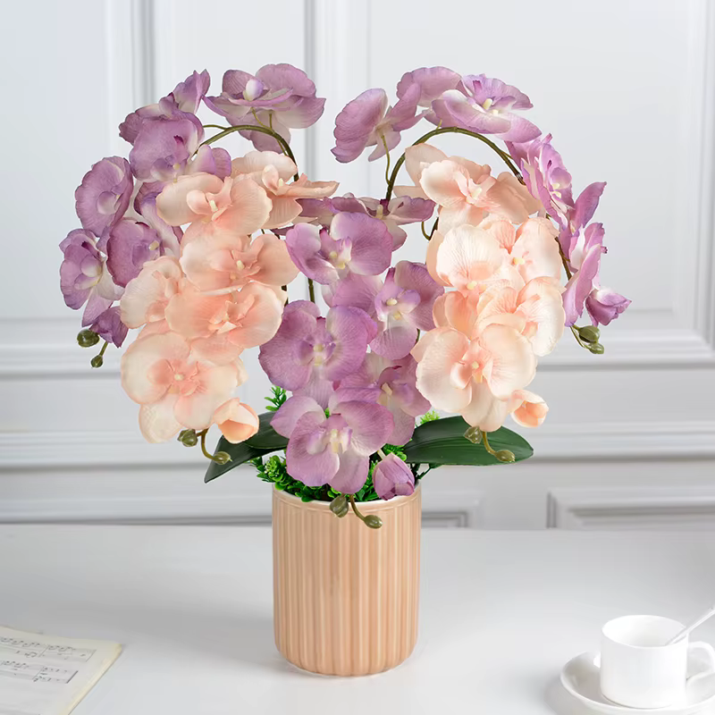 Fleurs artificielles 8 têtes de branches d'orchidées