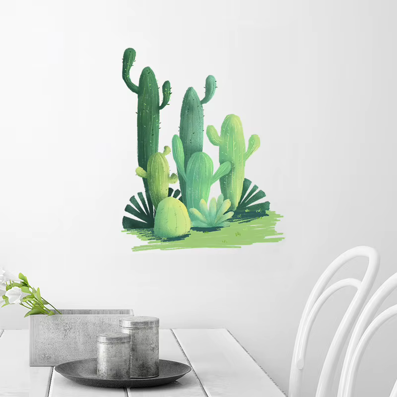 Autocollant mural Cactus aquarelle pour salon