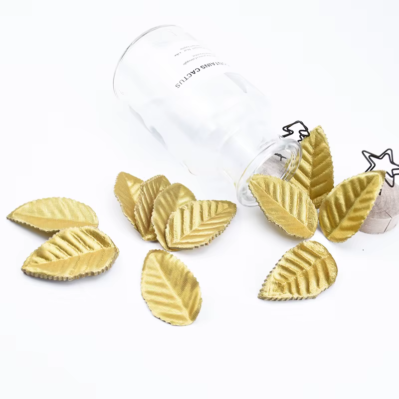 100 pièces feuilles dorées artisanat de noël décoration feuille de soie maison mariage fleurs décoratives couronnes plantes artificielles en gros