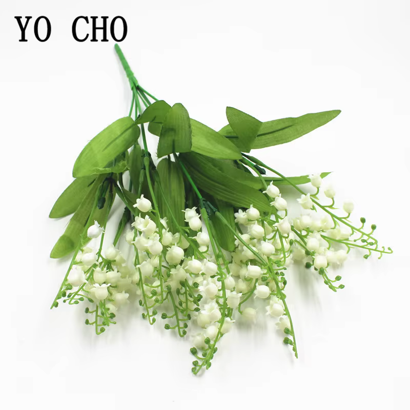 Fleurs artificielles muguet 7 Branches faux fleur de lys en plastique Bouquet de mariée décor de fête de mariage Flores Artificiales