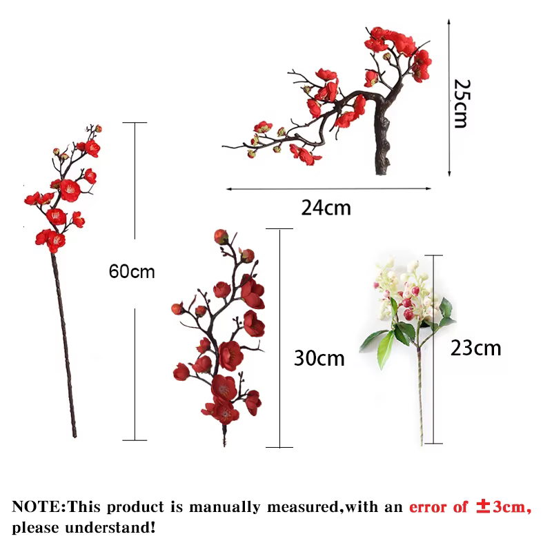 Fleurs artificielles en soie rouge cerise