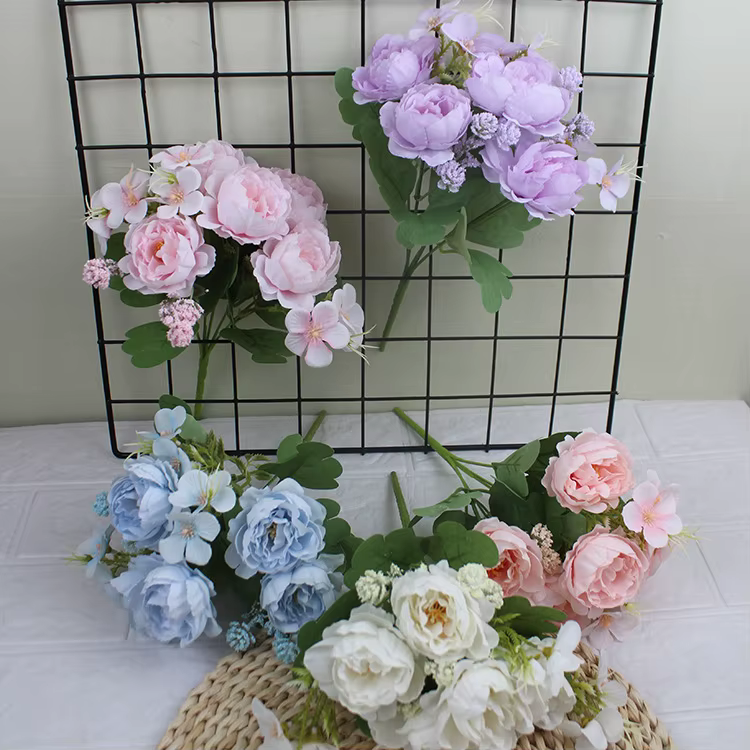Petit Bouquet de pivoines artificielles en soie