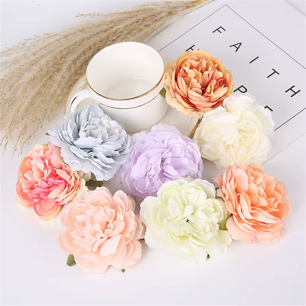 Pivoines en Fleurs Artificielles pour Décoration de Gâteau d'Anniversaire