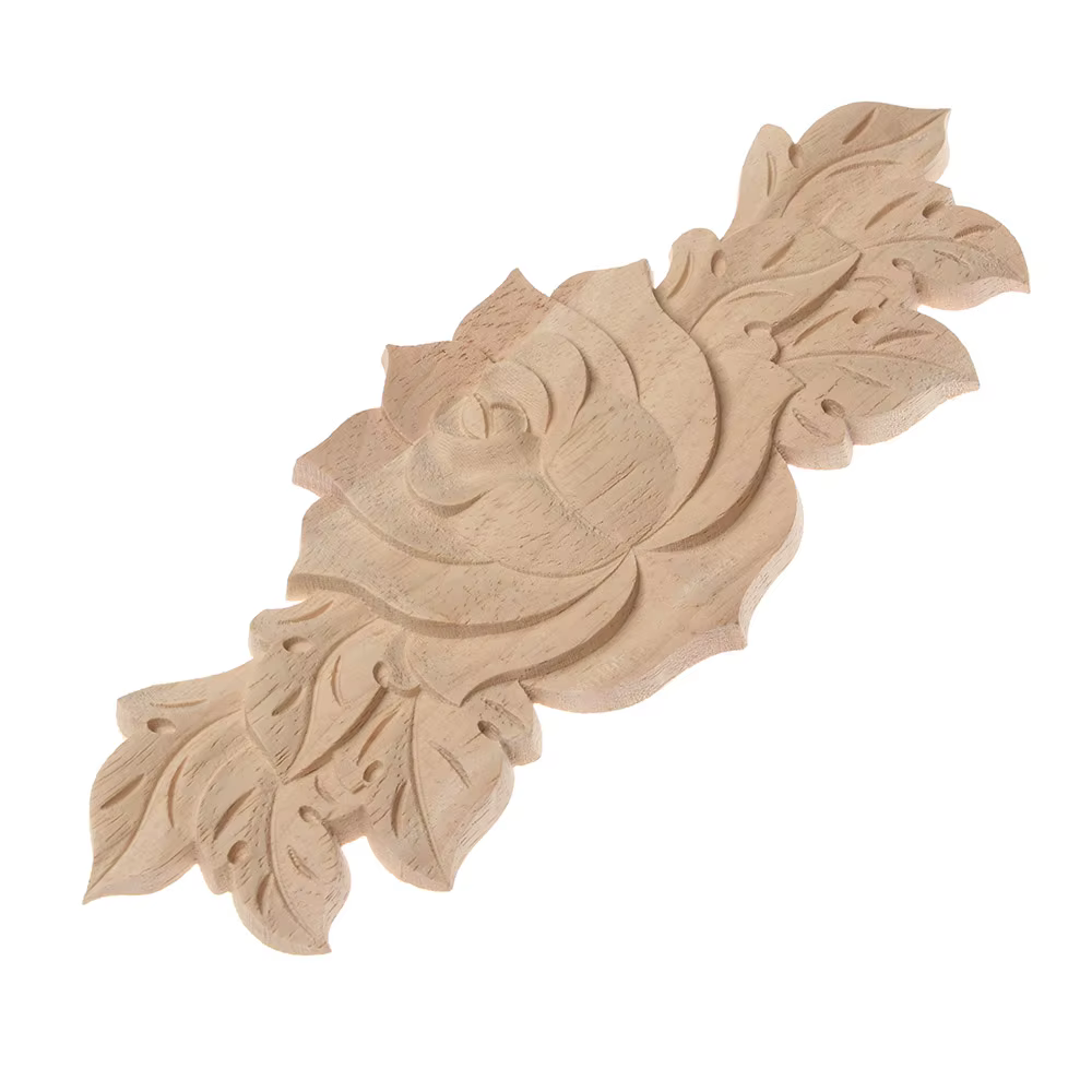 Appliques d'Angle en Bois Sculpté à Motif Floral pour Meubles
