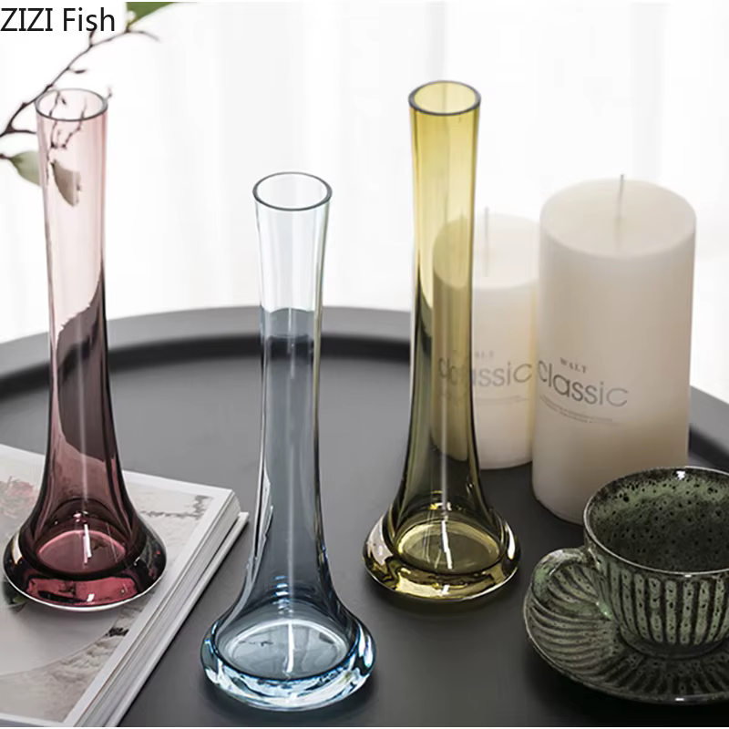 Vases hydroponiques obliques créatifs en verre transparent