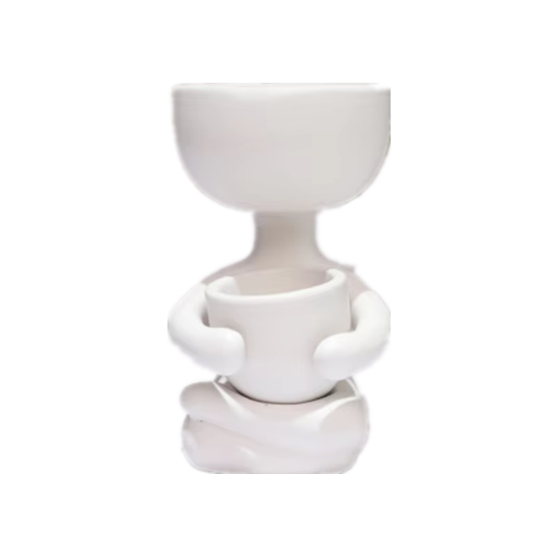 Pot de fleur en céramique humanoïde créatif