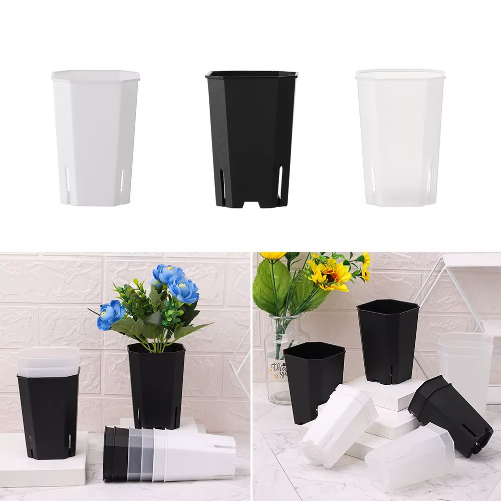Pots de fleurs en plastique octogonaux