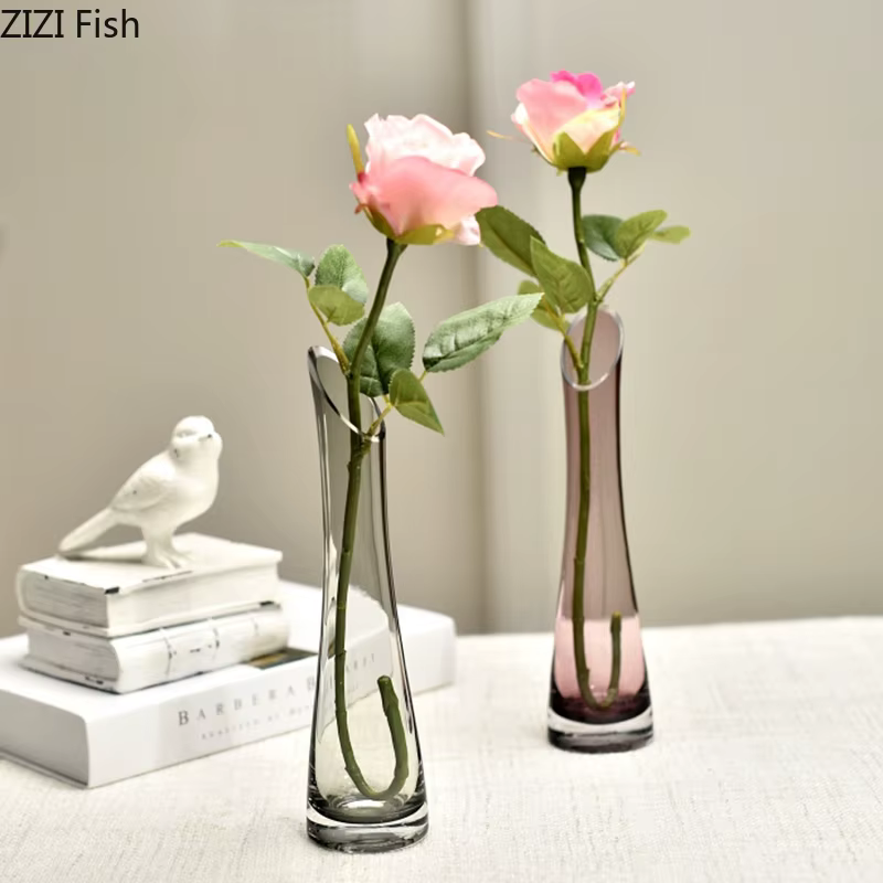 Vases hydroponiques obliques créatifs en verre transparent