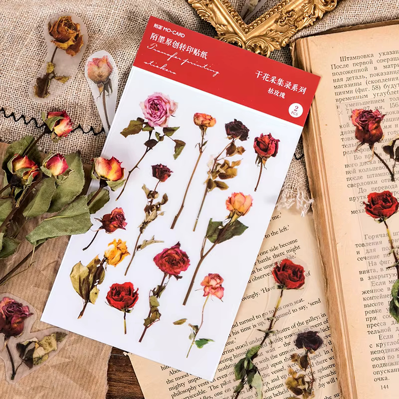 Autocollants de transfert à frotter motif bouquet de fleurs