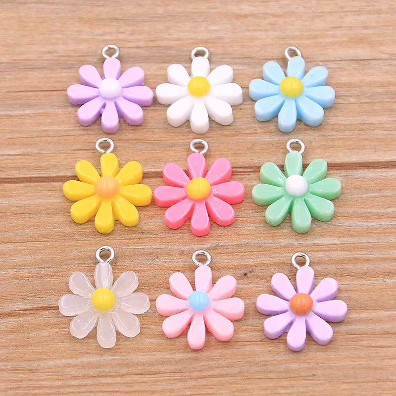 10 pièces 17X20mm 9 marguerite colorée fleur Flatback résine Cabochons Scrapbook artisanat bricolage embellissements décor chapeaux accessoires