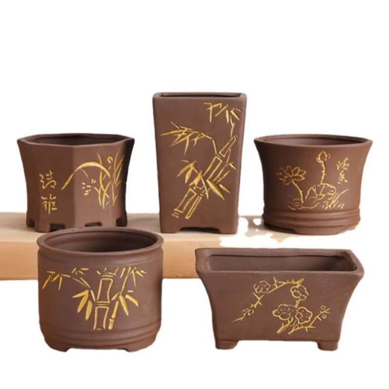 Pot de fleurs en argile violette pour plantes succulentes