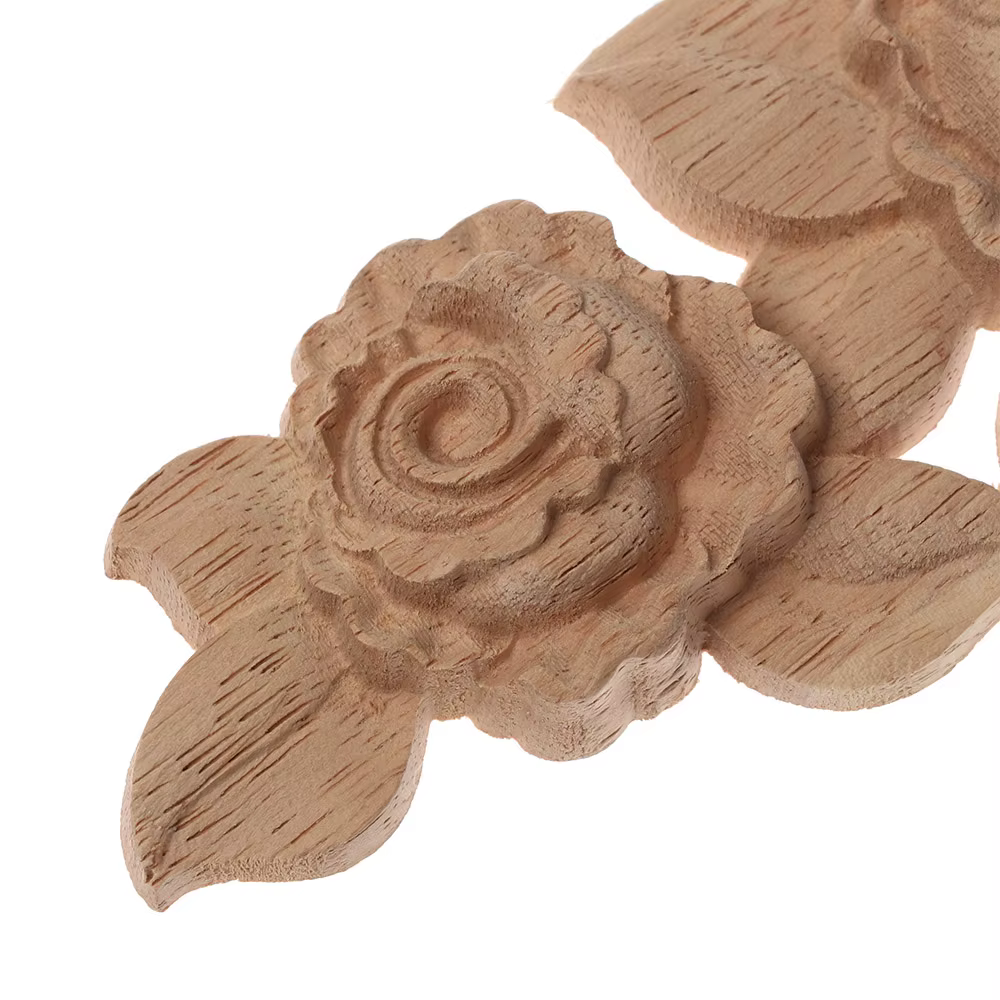 Appliques d'Angle en Bois Sculpté à Motif Floral pour Meubles