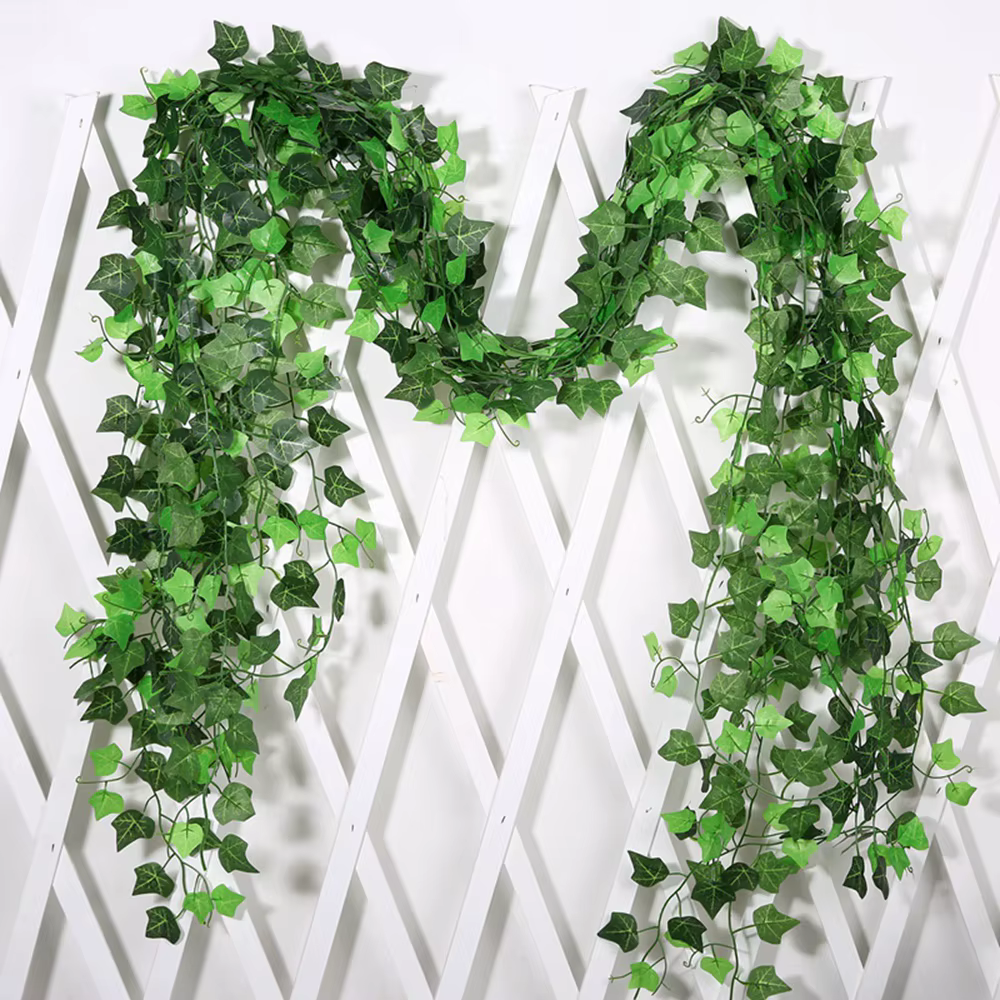 210cm Fleurs Artificielles Faux Plantes Lierre Vignes Soie Feuilles Vertes Liane Pour La Maison Chambre Décor Jardin