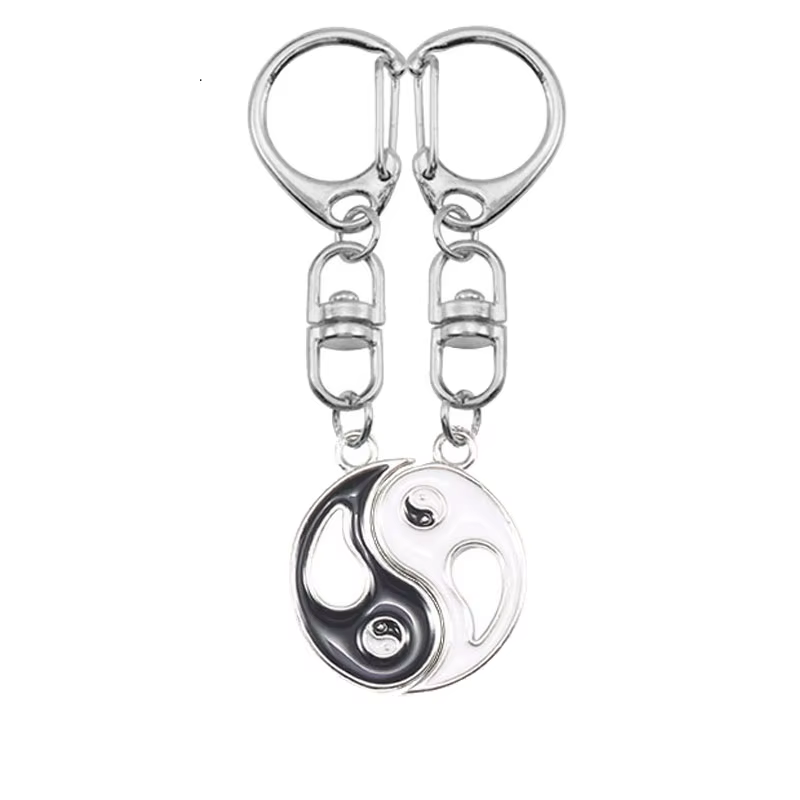 Porte-clés DIY Meilleur Ami pour Femme et Homme, Pendentif Taiji Creux Noir et Blanc, Accessoires Breloques Porte-clés Couple, Bijoux Cadeau 2026