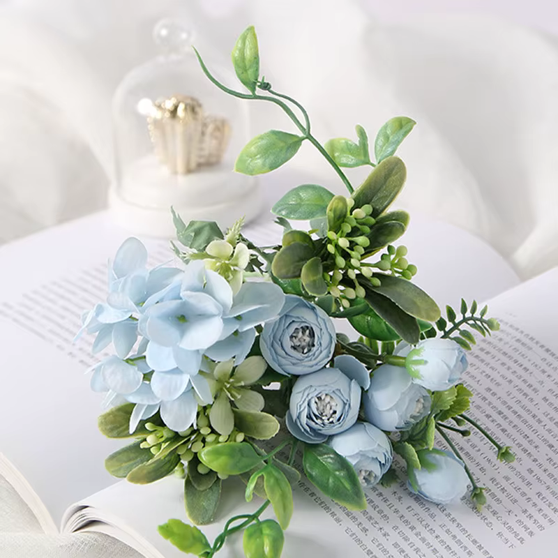 Bouquet d'hortensias artificielles en soie