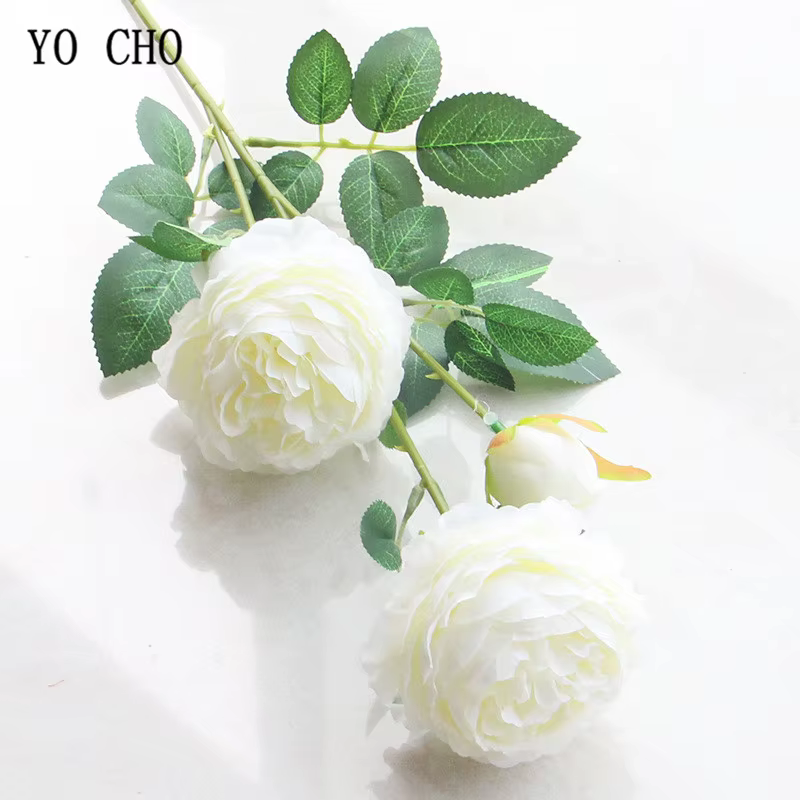 Balance CHO-Fleurs Artificielles Pivoines Blanches et Jaunes