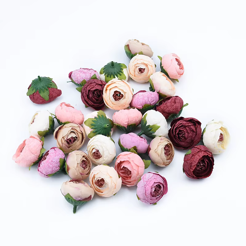 6 pièces roses en soie bourgeons de thé fleur de mariage mur Festival décoration pour la maison accessoires de mariée liquidation bricolage cadeaux fleurs artificielles